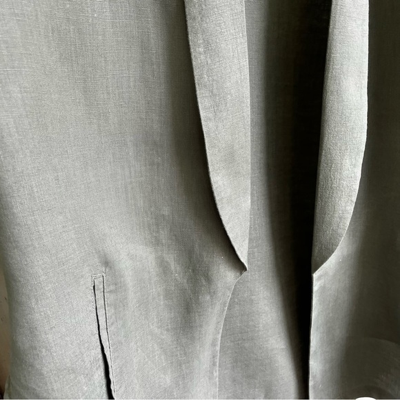 Vintage Kenar Sage Green 100% Linen Waistcoat Vest Preppy Light Academia Small - Picture 5 of 9